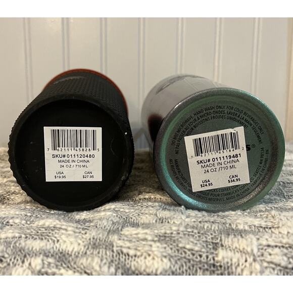 Starbucks Tumbler Venti 24 oz Bundle Studded Matte Black & Purple/Teal Stainless - Picture 5 of 5